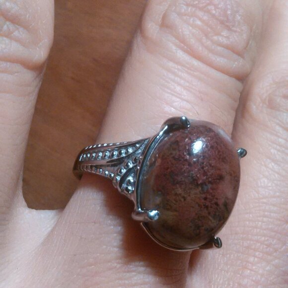 Aqua Nueva Moss Stainless Steel Solitaire Ring (Size 8) - Picture 10 of 16